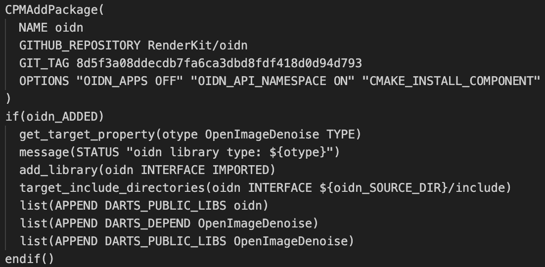 Adding OIDN into CMake settings